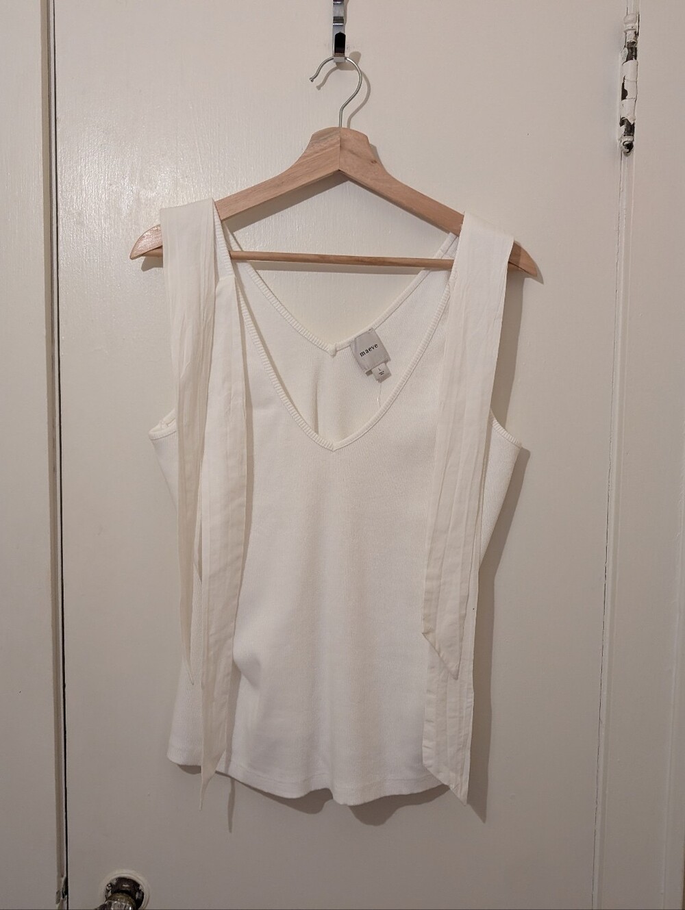 Maeve White Bowtie Straps Tank Top Size L